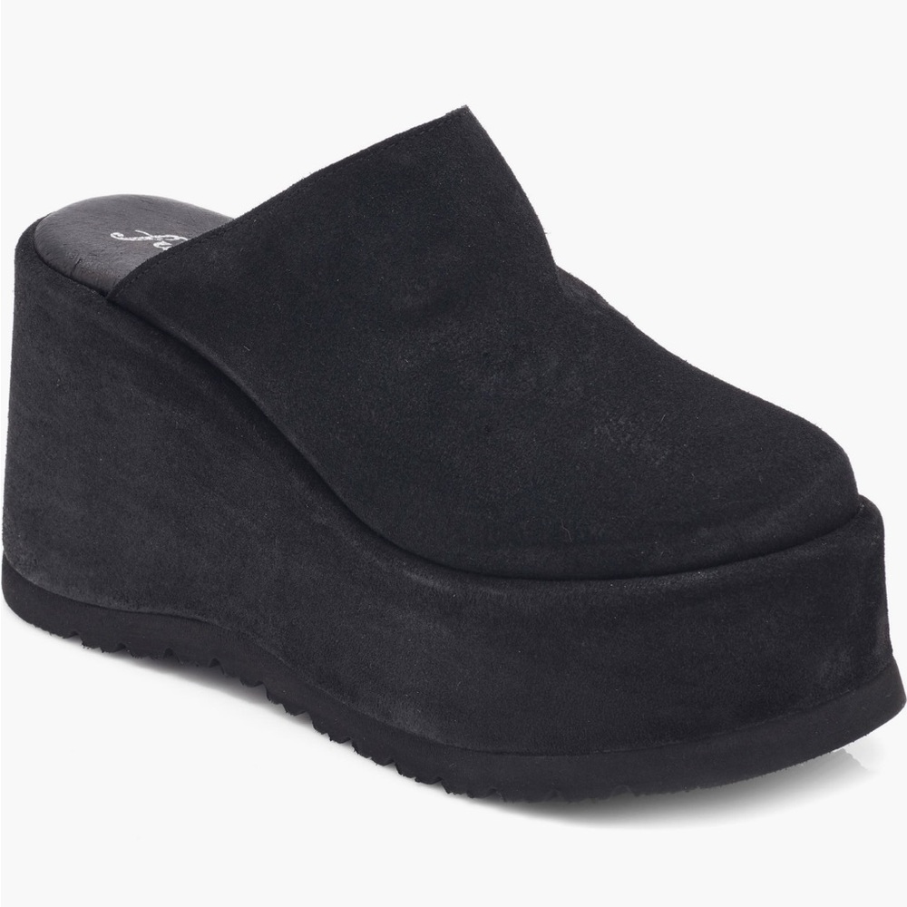 Free People Black Avery Platform Mules NWT